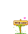 a small pixel wooden welcome sign