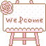 a small pixel pink canvas welcome sign